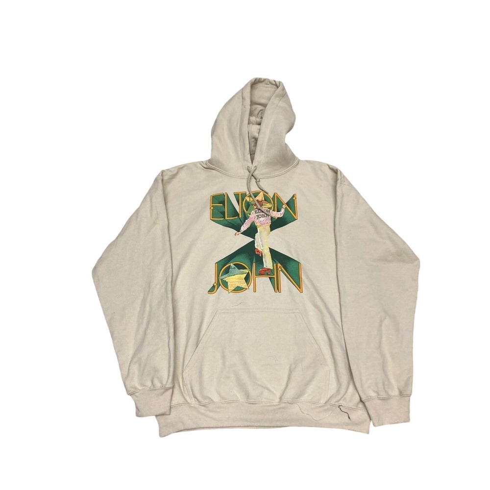 Elton John Farewell Yellow Brick Road Tour 2022 Hoodie Sand Beige Mens Medium